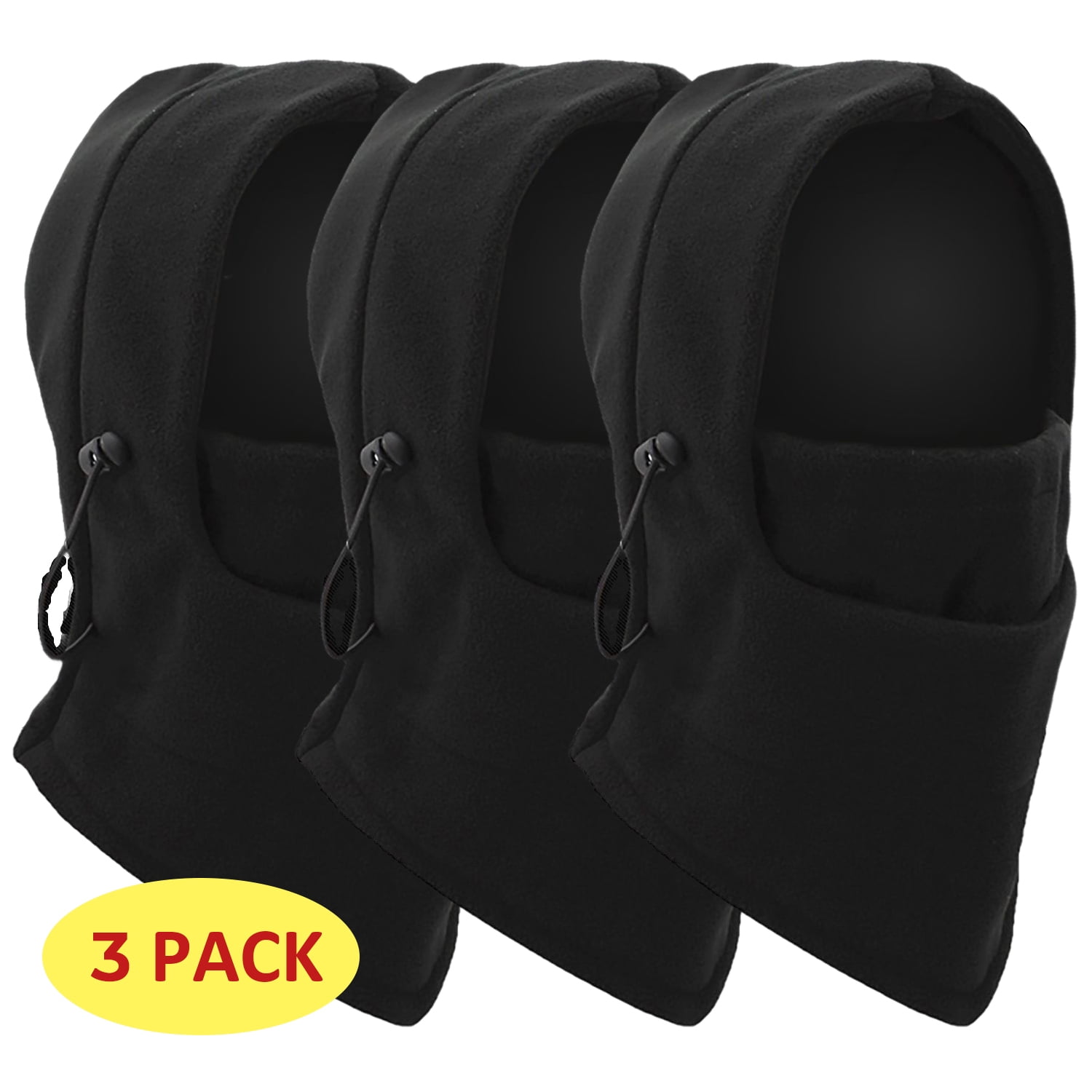 3 Pack Ski Mask Balaclava Full Face Thermal Masks Windproof for Men and Women Black