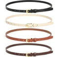 thumbnail image 1 of 3 Pack Skinny Leather Chic Belt for Women, PU Leather Thin Belt with Metal Gold Buckle for Jeans Pants Dress, 1 of 7