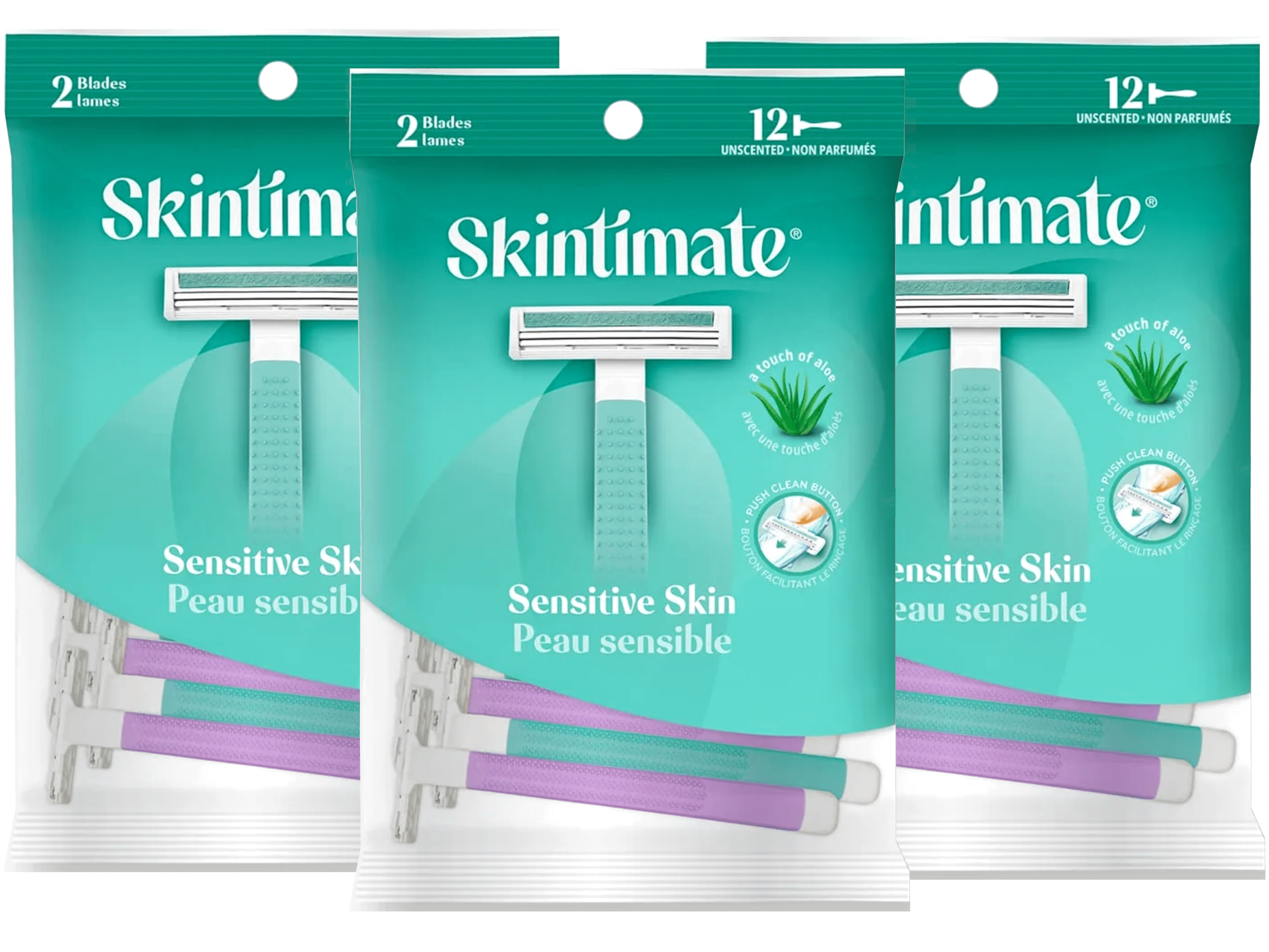 3 Pack - Skintimate Twin Blade Women's Disposable Razors, 12 Ct