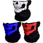 3 Pack Skull Bandanas for Men Neck Gaiters for Women Motorcycle Face Mask Sun Dust Protection Seamless Scarf Balaclava