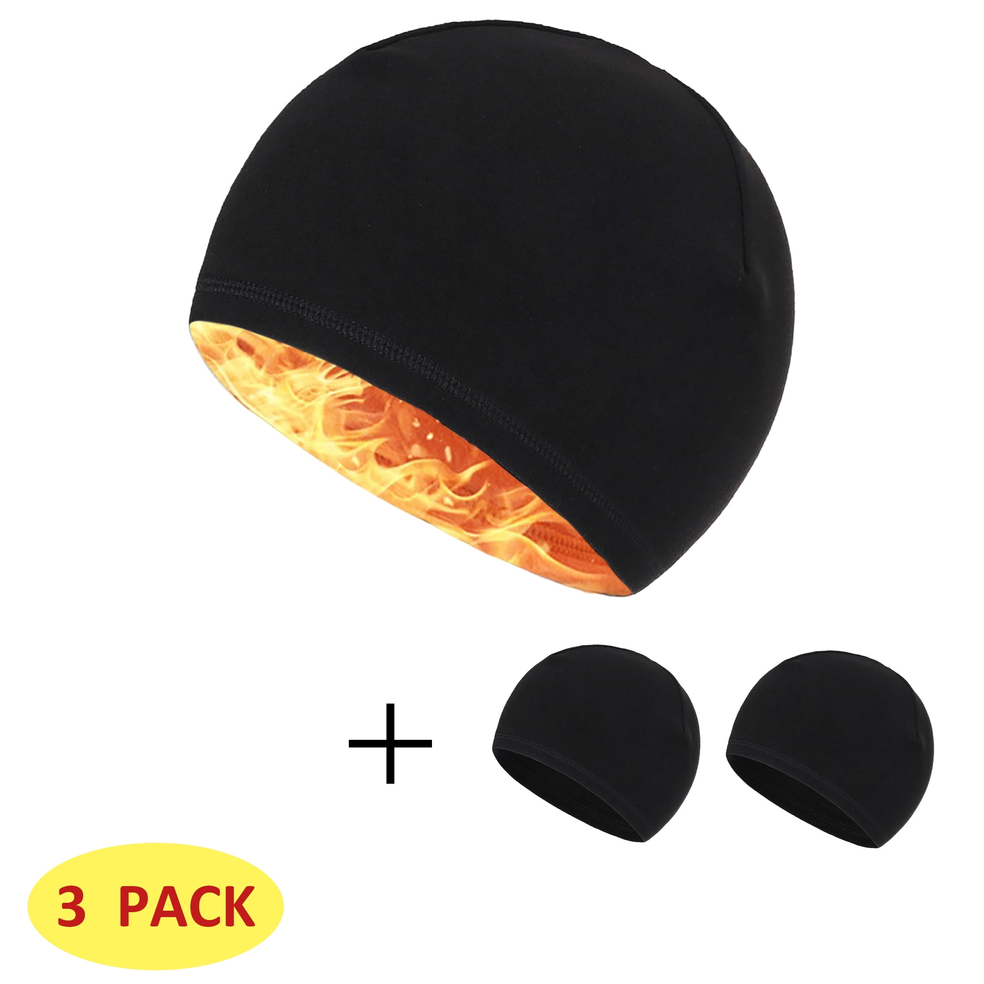 3 Pack Skull Caps Helmet Liners, Sport Active Beanie Running Cap