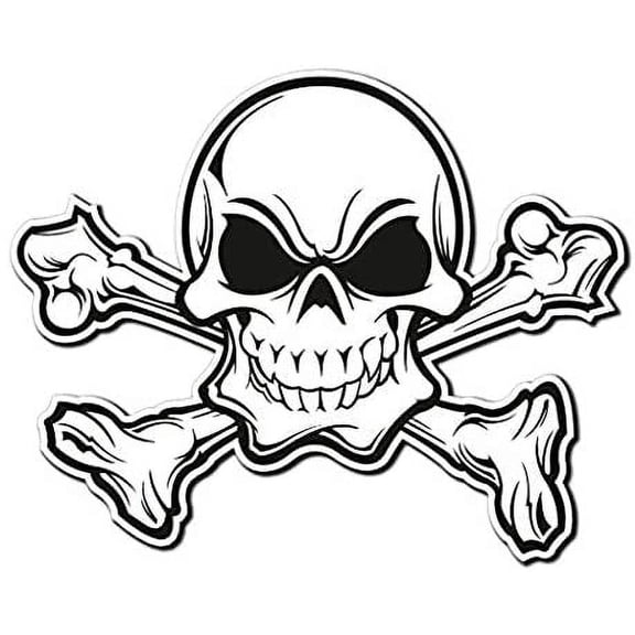 3 Pack - Skull Jolly Roger Bones Vinyl SELF ADHESIVE STICKER Decal - Sticker Graphic - Construction Toolbox, Hardhat, Lunchbox, Helmet, Mechanic, Luggage