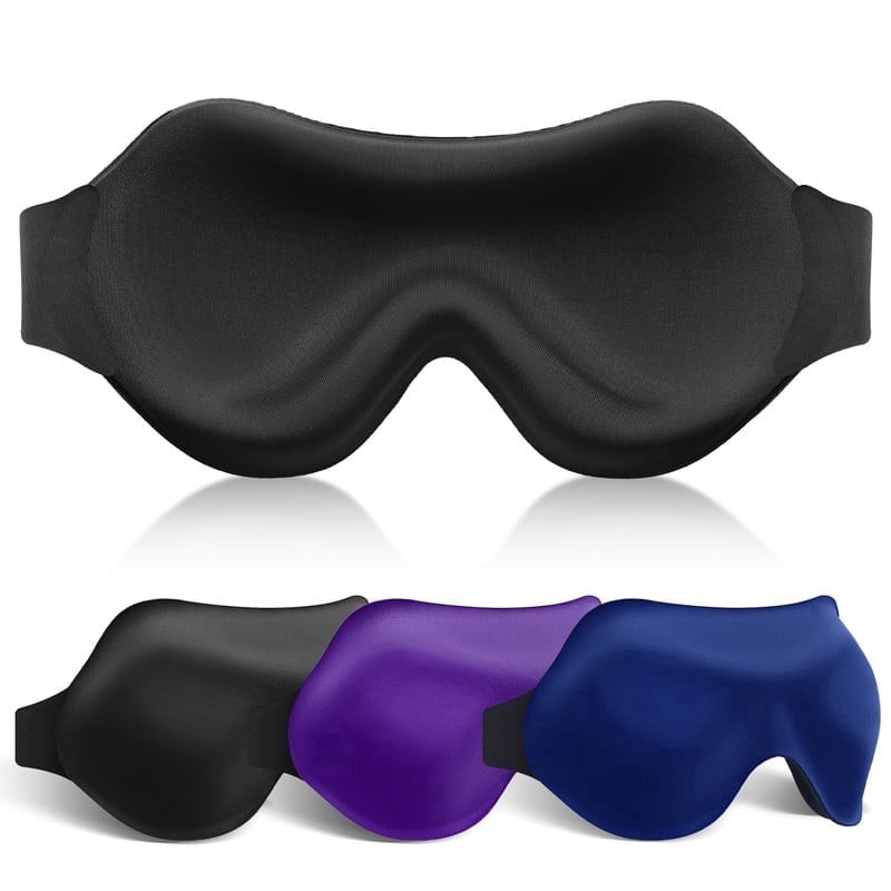 3 Pack Sleep Eye Masks for Women & Men: Blackout Sleep Mask for Travel and Home - Soft 3D Contoured Eye Cover for Side Sleepers