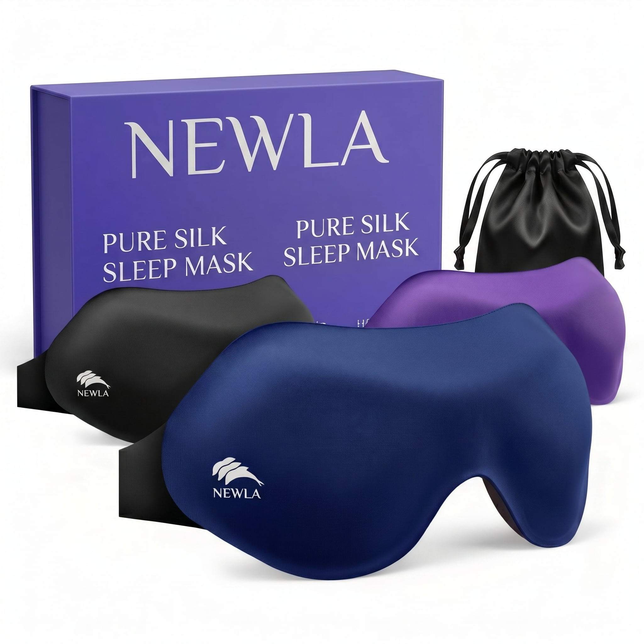 3 Pack Sleep Masks for Women & Men: Blackout Eye Mask for Sleeping - Soft 3D Contoured Zero Pressure Comfort for Side Sleepers and Travel