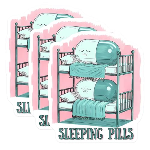 (3 Pack) Sleeping Pills Decals - Funny Medication - Sleepy Pun - 3 Inches On Longest Side - Easy Peel & Apply - Made in USA - 3MCS6396