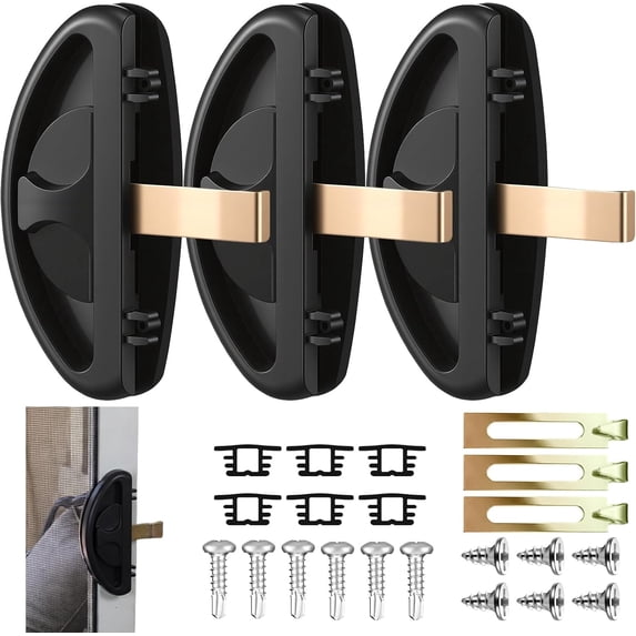 3 Pack Sliding Screen Door Handle and Latch Replacement, Black Screen ...