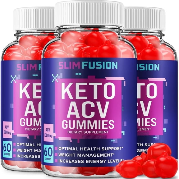 3 Pack Slim Fusion Keto ACV Gummies - Advanced Formula Slim Fusion Keto Plus ACV Gummies Apple Cider Vinegar Slim Fusion ACV Dietary Supplement Men Women 180 Gummies
