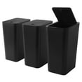 thumbnail image 1 of 3 Pack Slim Plastic Trash Can, 2.6 Gallon Garbage Can with Press Top Lid, Modern Waste Basket for Bathroom, Black, 1 of 9