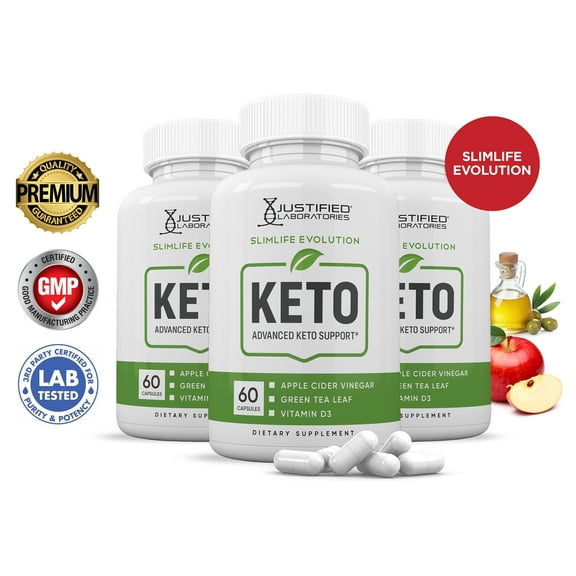 (3 Pack) Slimlife Evolution Keto ACV Pills 1275mg Alternative to Gummies Dietary Supplement 180 Capsules