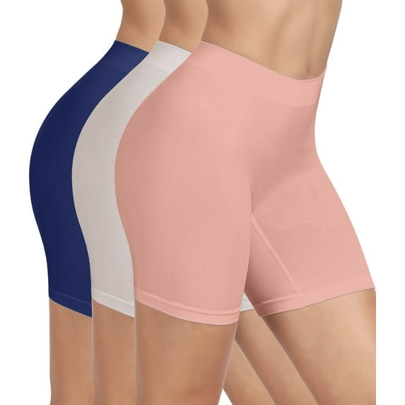 3 Pack Slip Shorts for Women Under Dress,Comfortable Seamless Smooth Yoga Shorts,Workout Biker Shorts