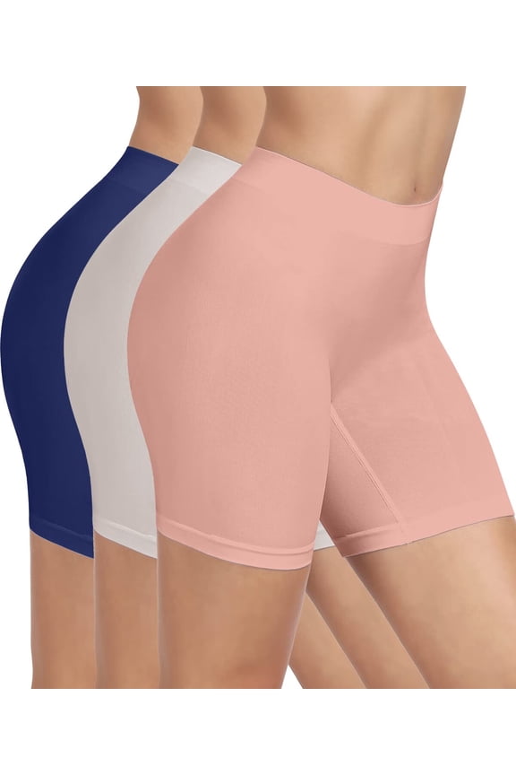 3 Pack Slip Shorts for Women Under Dress,Comfortable Seamless Smooth Yoga Shorts,Workout Biker Shorts