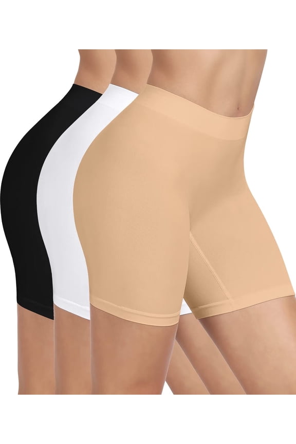 3 Pack Slip Shorts for Women Under Dress,Comfortable Seamless Smooth Yoga Shorts,Workout Biker Shorts