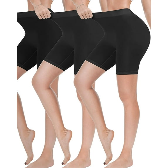 3 Pack Slip Shorts for Women Under Dress,Comfortable Smooth Yoga Shorts,Workout Biker Shorts