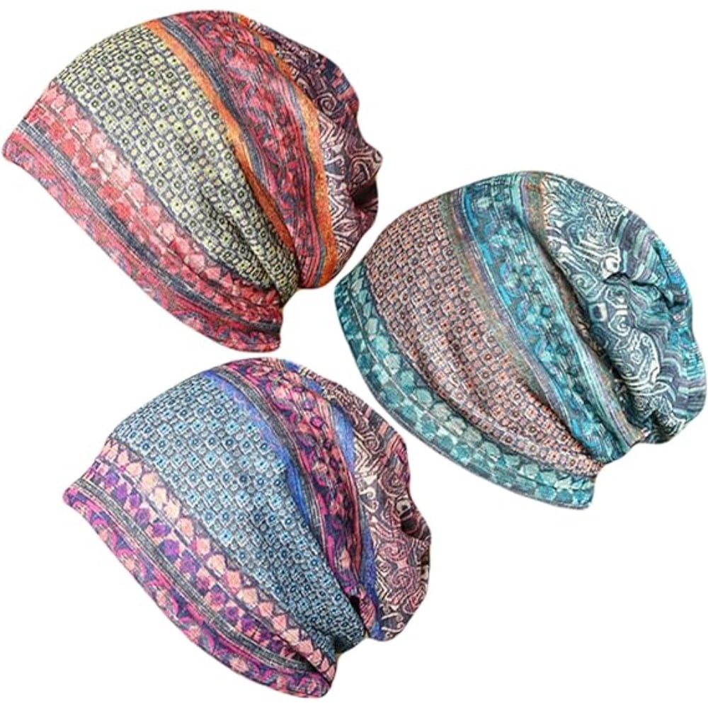 Cotton Slouchy Beanie Cap Scarf 2-Pack Open Top Ponytail Hat Chemo Headwear Zhengup Womens Chemo Headwear Hats Cotton Slouchy Beanie Cap  main image 2