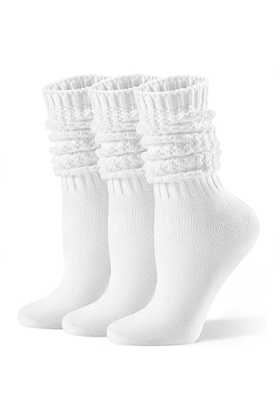 3 Pack Slouchy Socks for Women, Knee High Boot Socks Scrunch Leg Warmers, Soft Cozy Valentines Day Gifts for Her