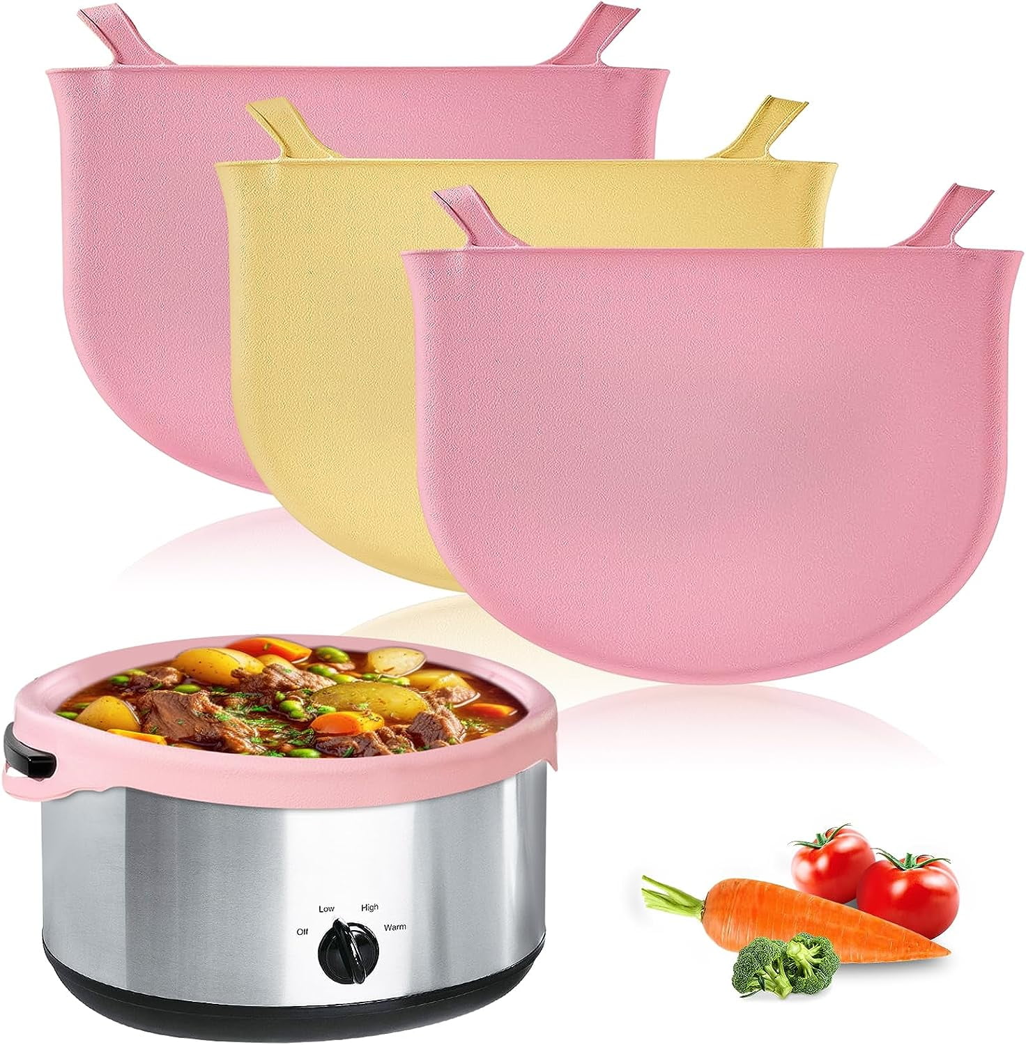 3 Pack Slow Cooker Liners,Reusable Silicone Slow Cooker Liners