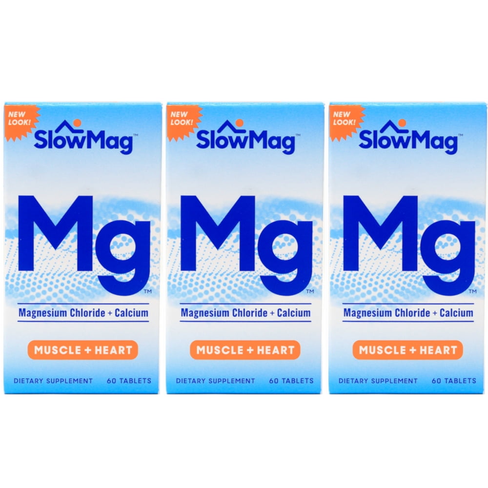 3 Pack Slow Mag Magnesium Chloride and Calcium, 60 Tablets Each