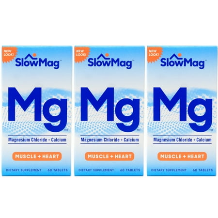 3 Pack Slow Mag Magnesium Chloride and Calcium, 60 Tablets Each