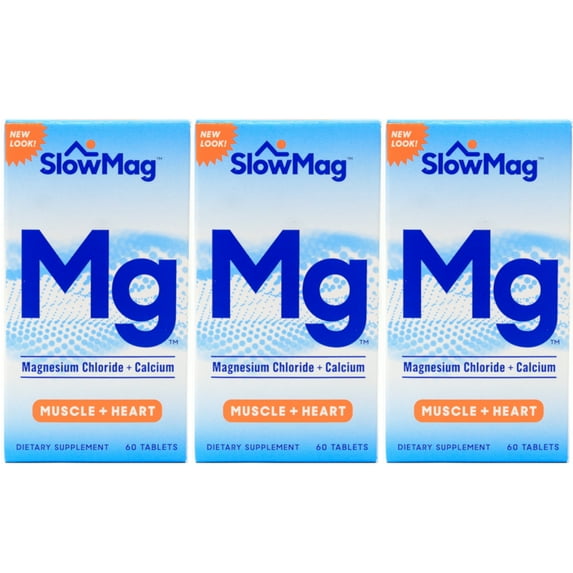 3 Pack Slow Mag Magnesium Chloride and Calcium, 60 Tablets Each