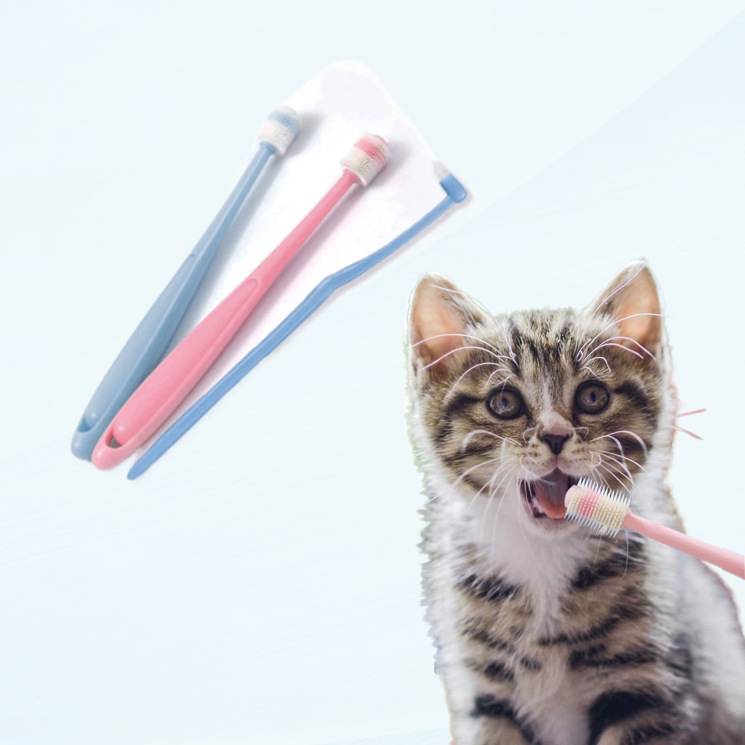 3-Pack Small Dog Toothbrush Cat Toothbrush Brushing Kit Pet Toothbrush Cat Dental Care, Deep Cleansing Acne Chin Treatment Suction Cup 360 Degree Silicone Pet Toothbrush for Cats and Dogs
