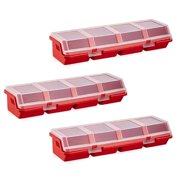 3 Pack Small Parts Organizer Box with Lid, 4 Compartment Plastic Hardware Storage Case for Screws Nuts Bolts Red