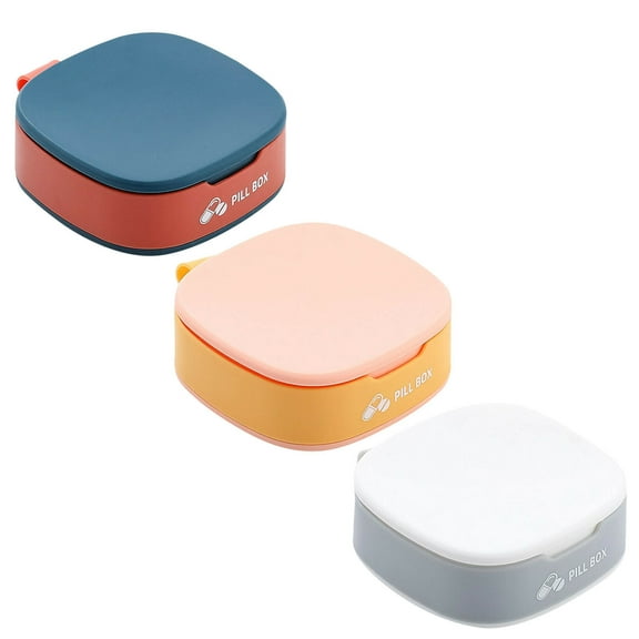 3 Pack Small Pill Case, Travel Pill Box, Portable Pill Organizer, Pill Container for Purse or Pocket 4 Compartments, Daily Compact Travel Medicine Holder for Vitamins Medication (Yellow,3PCS)