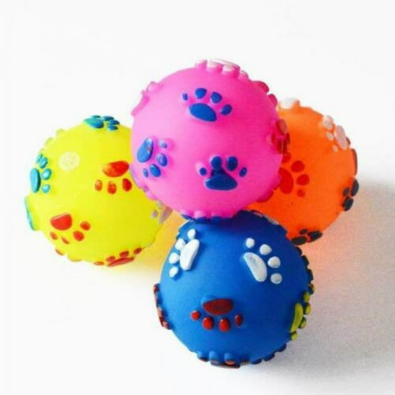 3 Pack Small Squeaky Dog Toys Bouncy Paw Ball Interactive Fetch Puppy Play Lot