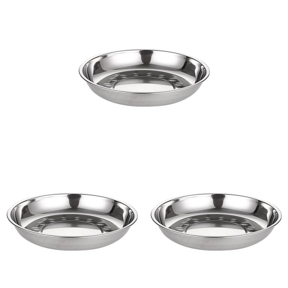 3-Pack Small Stainless Steel Dinner Plate, Round Plates, 6.3 INCH