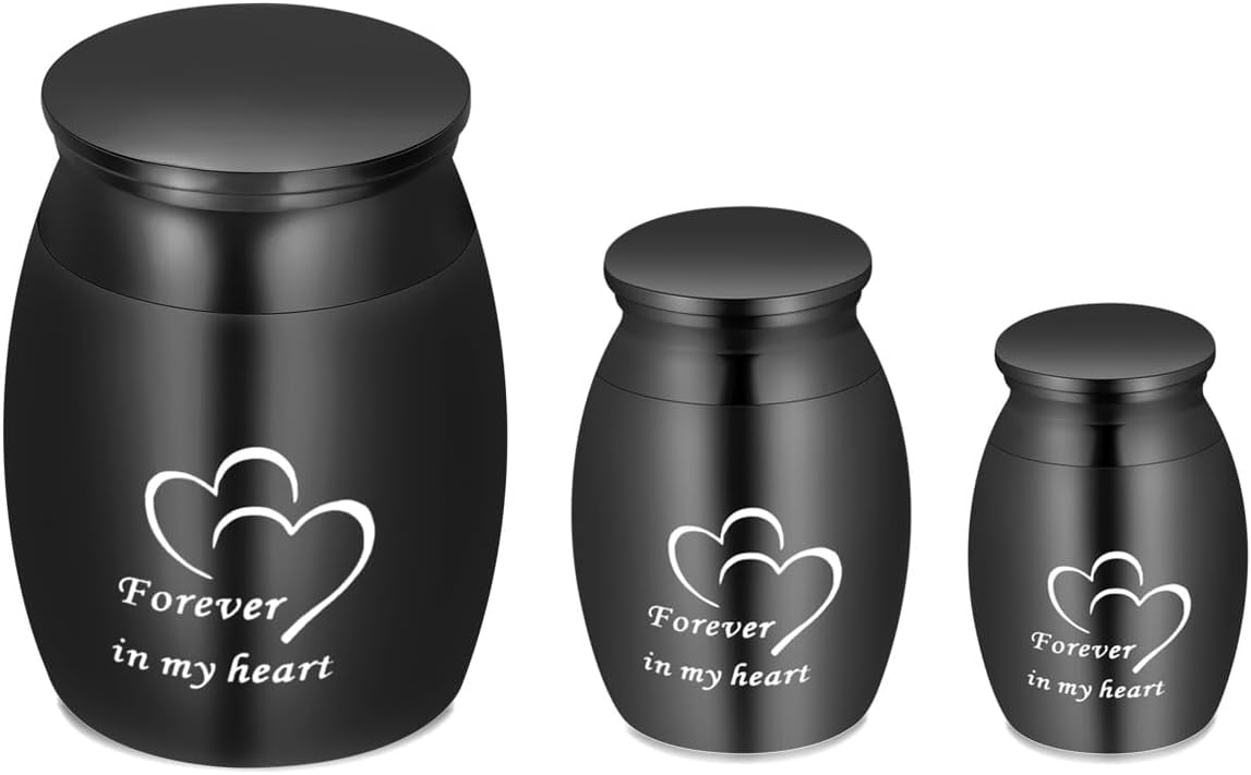 3 Pack Small Urn Set Small Urns Cremation Keepsakes for Ashes- Super Mini Cremation Urns for Human / Pet Stainless Steel Funeral Urn Cremation Urn