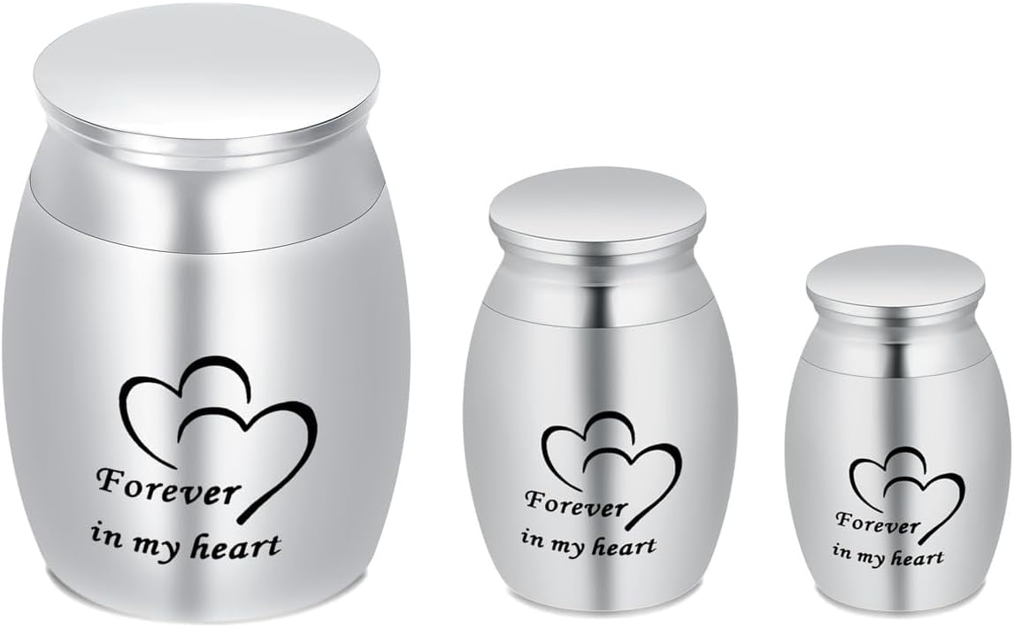 3 Pack Small Urn Set Small Urns Cremation Keepsakes for Ashes- Super Mini Cremation Urns for Human / Pet Stainless Steel Funeral Urn Cremation Urn