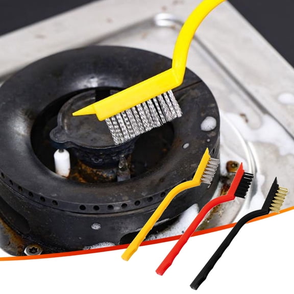 3 Pack Small Wire Brushes Set,Heavy Duty Stainless Steel, Brass & Nylon Brushes for Stove, Bristle Brushes,Scratch Wire Brushes for Cleaning Welding Slag, Paint and Dirt Removal,Cleaning