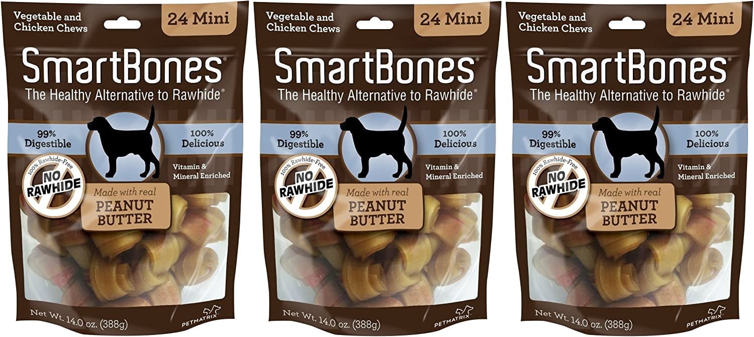 Smartbones Logo (3 Pack) SmartBones Vegetable and Chicken Mini Bones with Real Peanut ...