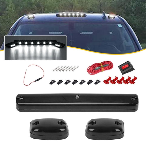 3 Pack Smoke Cab Roof Running LED White Lights for 02-07 for Chevrolet Silverado GMC Sierra -