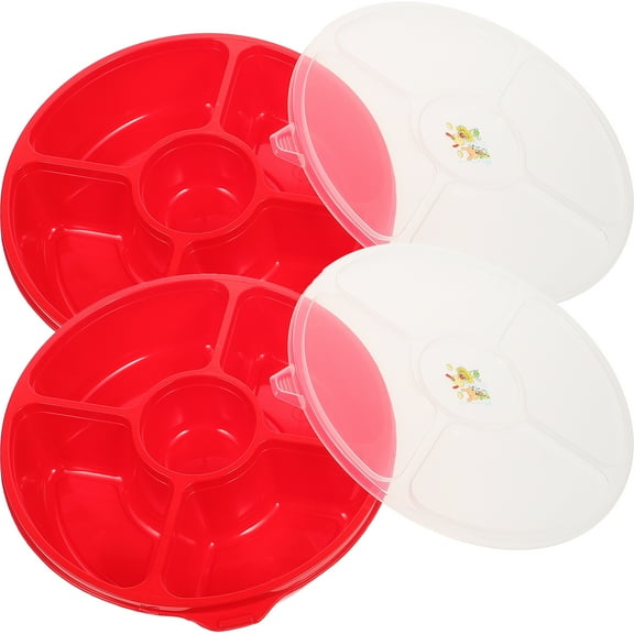 3 Pack Snack Tray Fruit Divided Vegetable with Lid Serving Child Blue