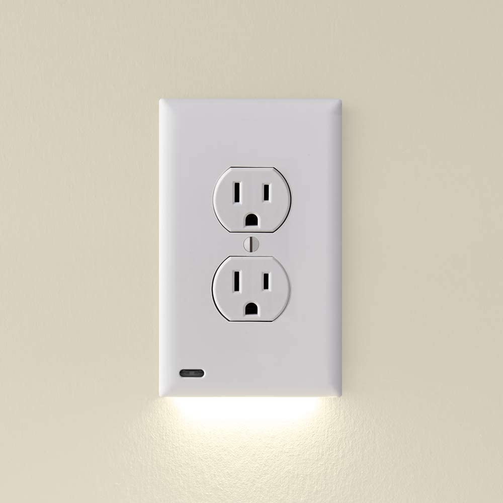 3 Pack- SnapPower GuideLight 2 for Outlets [New Version - LED Light Bar] - Night Light - Electrical Outlet Wall Plate with LED Night Lights - Automatic On/Off Sensor - (Duplex, White)
