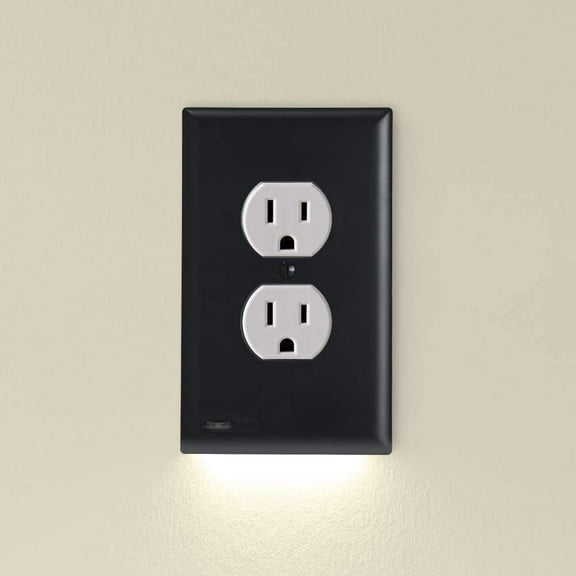 3 Pack - SnapPower GuideLight 2 for Outlets [New Version - LED Light Bar] - Night Light - Electrical Outlet Wall Plate with LED Night Lights - Automatic On/Off Sensor - (Duplex, Black)