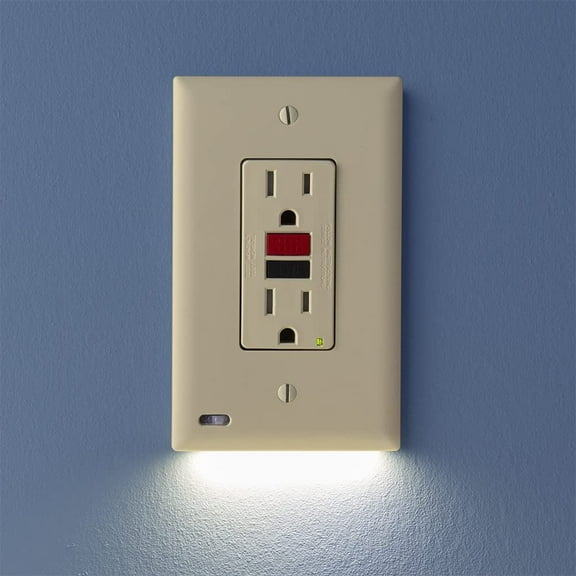 3 Pack - SnapPower GuideLight 2 for Outlets [for GFCI Outlets Only] - Night Light - Electrical Outlet Wall Plate with LED Night Lights - Automatic On/Off Sensor - (GFCI, Ivory)