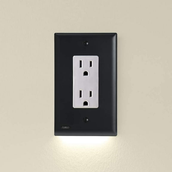 3 Pack - SnapPower GuideLight 2 for Outlets [for Standard Decor, Not GFCI outlets] - Night Light - Electrical Outlet Wall Plate with LED Night Lights - Automatic On/Off Sensor - (Decor, Black)