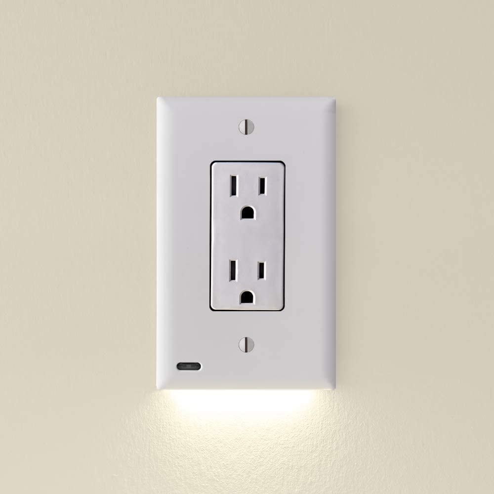 3 Pack - SnapPower GuideLight 2 for Outlets [for Standard Decor, NOT GFCI outlets] - Night Light - Electrical Outlet Wall Plate with LED Night Lights - Automatic On/Off Sensor - (Décor, White)