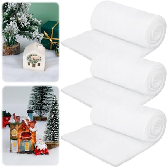 3 Pack Snow Blankets, 38 FT Thick Xmas Artificial Fake Snow Cover for Christmas Village Accessories, Christmas Decorations, Fluffy Soft Christmas Blanket for Winter Wonderland Decorations Xmas Tree