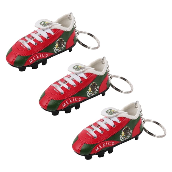 3 Pack Soccer Shoe Keychains Sneaker with Cleats Country Souvenir Keyrings