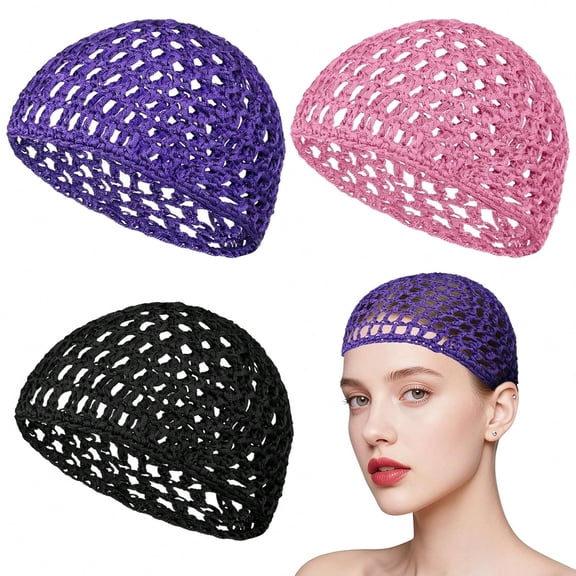 3 Pack Soft Crochet Hair Nets For Sleeping Breathable Mesh Hair Wrap For Women With Thick Long Short Or Curly Hair