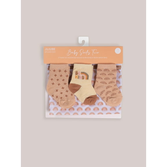 JuJuBe x Studio Oh! 3-Pack Soft Durable Baby Socks Set - Be Kind Rainbows