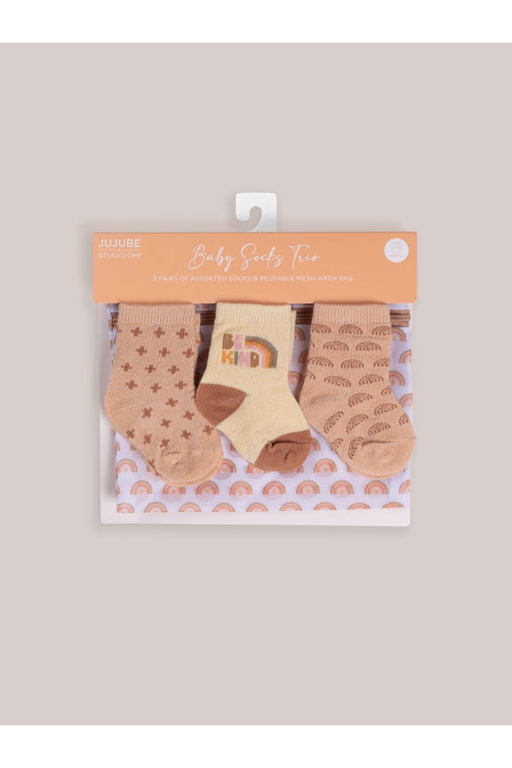x Studio Oh! 3-Pack Soft Durable Baby Socks Set - Be Kind Rainbows