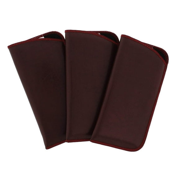 3 Pack Soft Faux Leather Slip In Eyeglass Case, Fits Medium to Large Frames, Burgundy