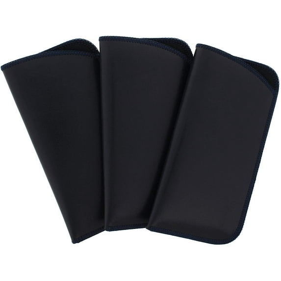 3 Pack Soft Faux Leather Slip In Eyeglass Case, Fits Medium to Large Frames, Navy