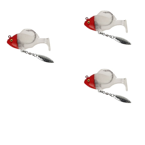 3-Pack Soft Fishing Lure T-Tail Weighted Hollow Body,3rd Gen Long Casting Snag-Resistant Swimbait,Lead Core Glitter Blade for Bass Trout Freshwater White