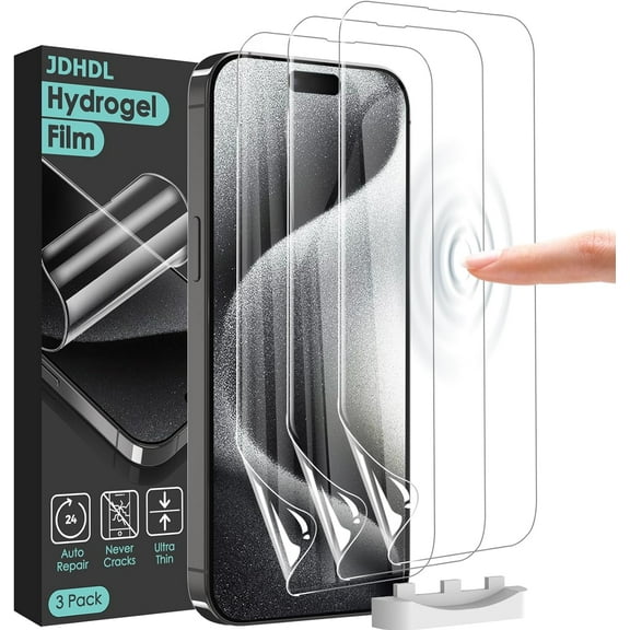 3 Pack Soft Hydrogel Film Screen Protector for iPhone 15 Pro Max/iPhone 15 Plus, Upgraded Non-breakable Flexible TPU for iPhone 15 Pro Max Screen Protector Film (NOT Glass)