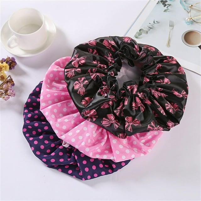 3 Pack Soft Satin Sleeping Cap Wide Band Salon Silk Night Sleep