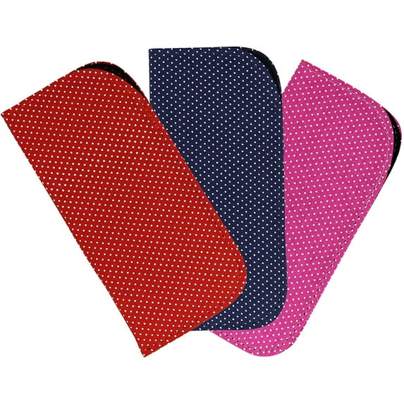 3 Pack Soft Slip In Eyeglass Case for Women Glasses, Reading Glasses, or Sunglasses Fabric Eyeglass Case